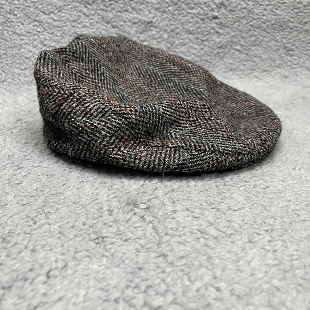 Harris Tweed Wool Newsboy Cap Size M Herringbone Cabbie Hat Scottish Hand Woven